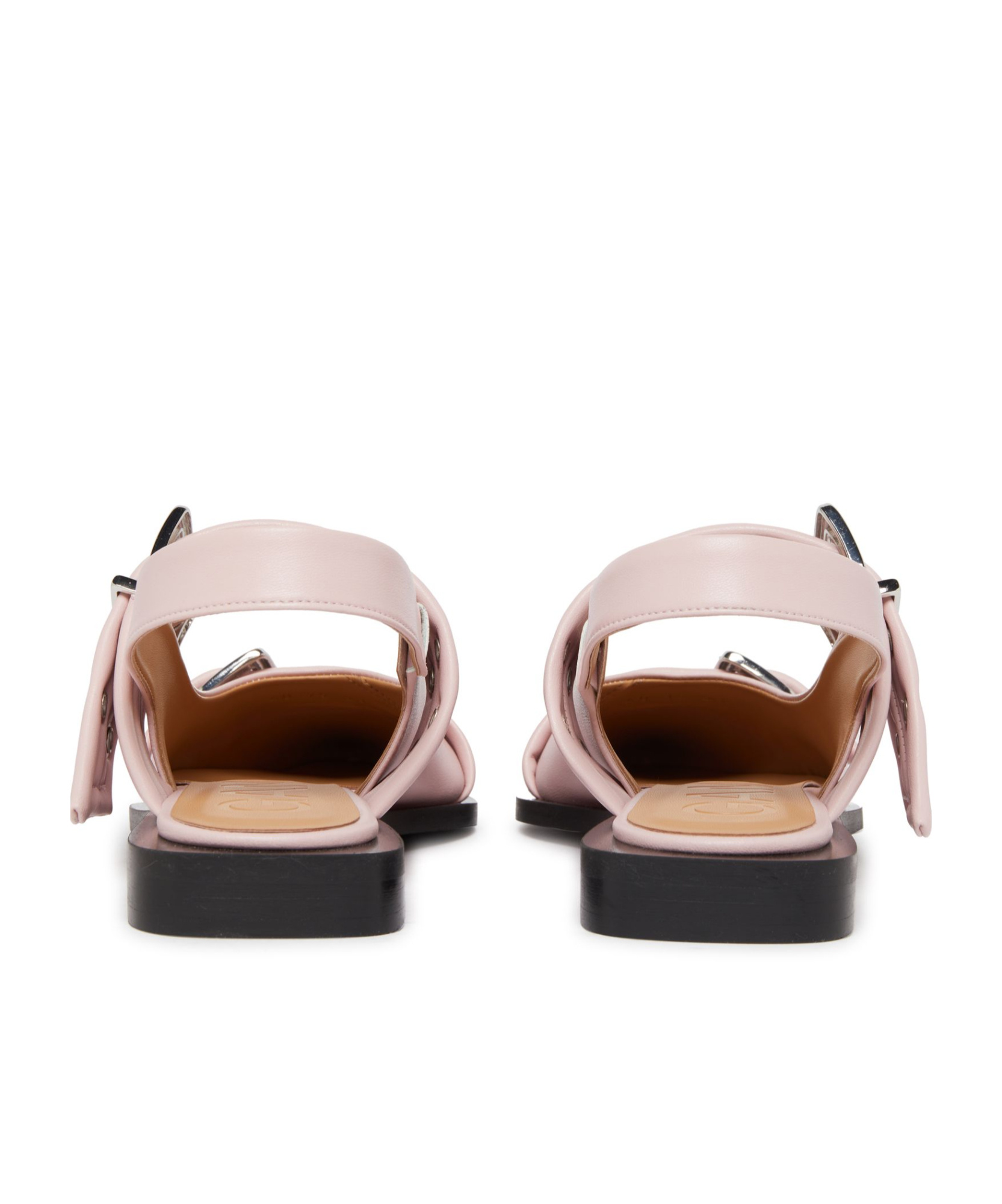 Ganni Buckled-strap Slingback Ballerina Shoes In Pink