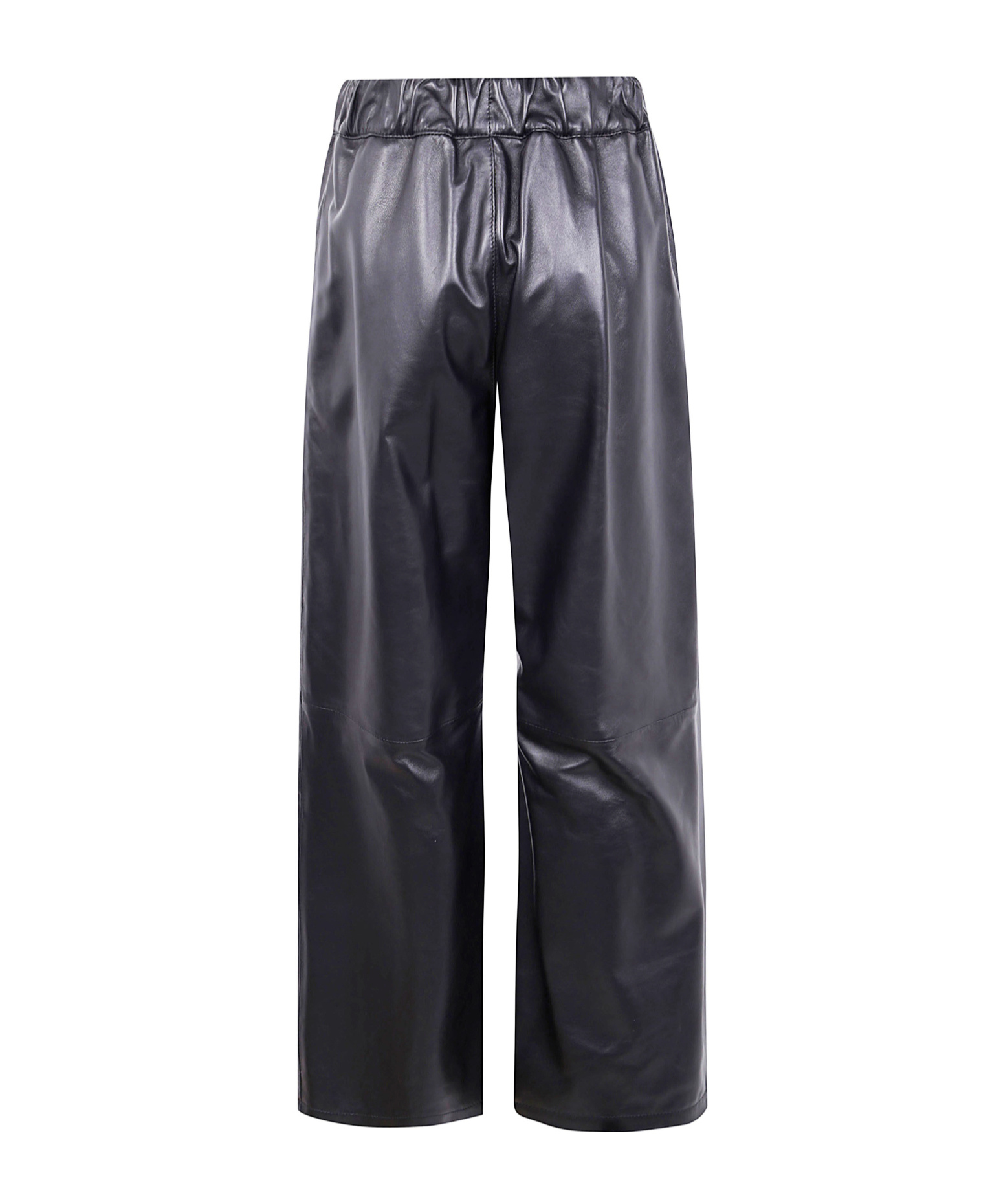 Semicouture Wide Leg Faux Leather Trousers In Black