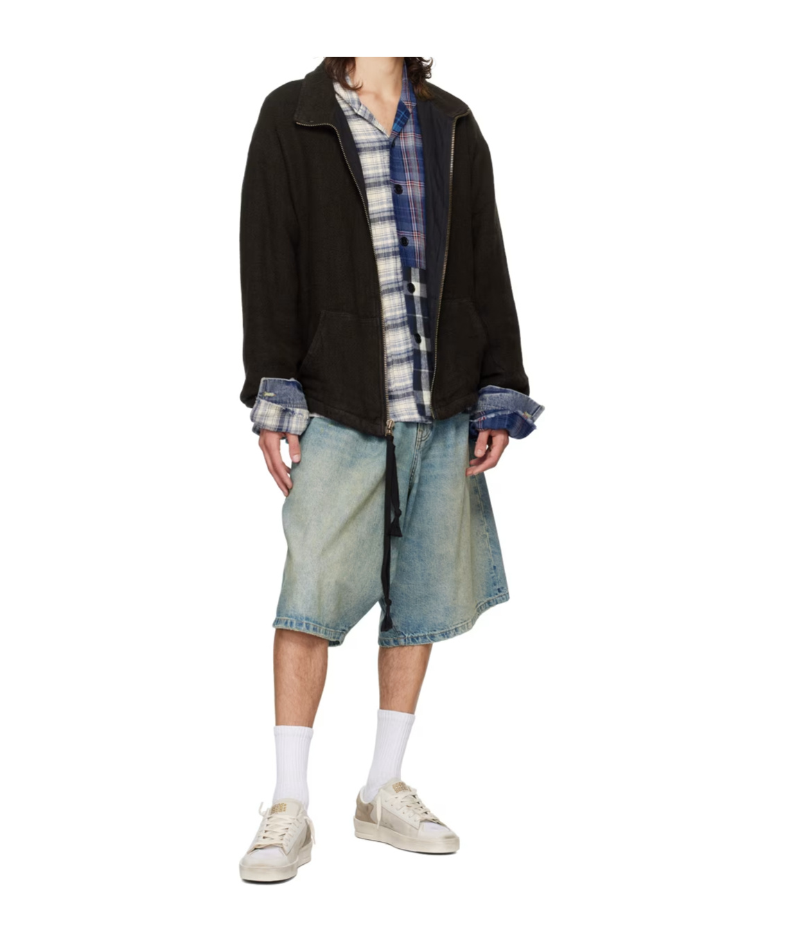 Greg Lauren Zippered Long-sleeved Casual Jacket In Black
