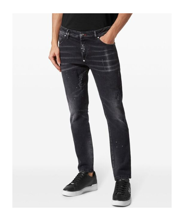 Philipp Plein Mid-rise Slim-fit Jeans In Black