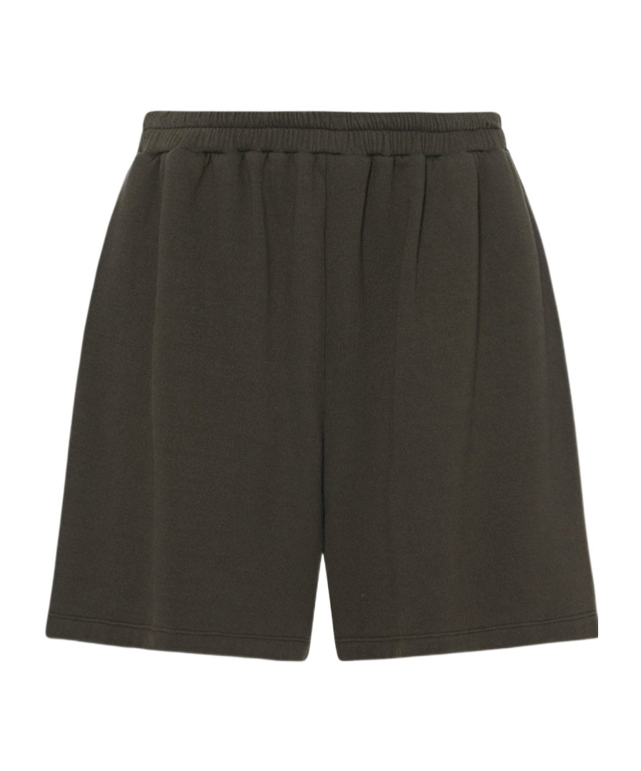 The Row Gana Cotton And Cashmere Shorts In Green
