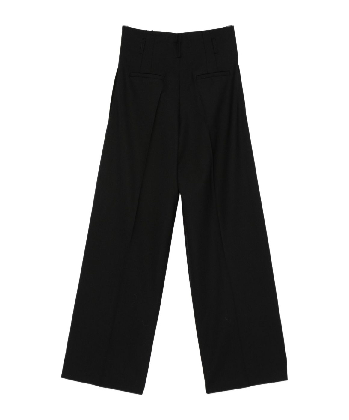 Semicouture High Waist Wide Leg Wool Blend Trousers In Black