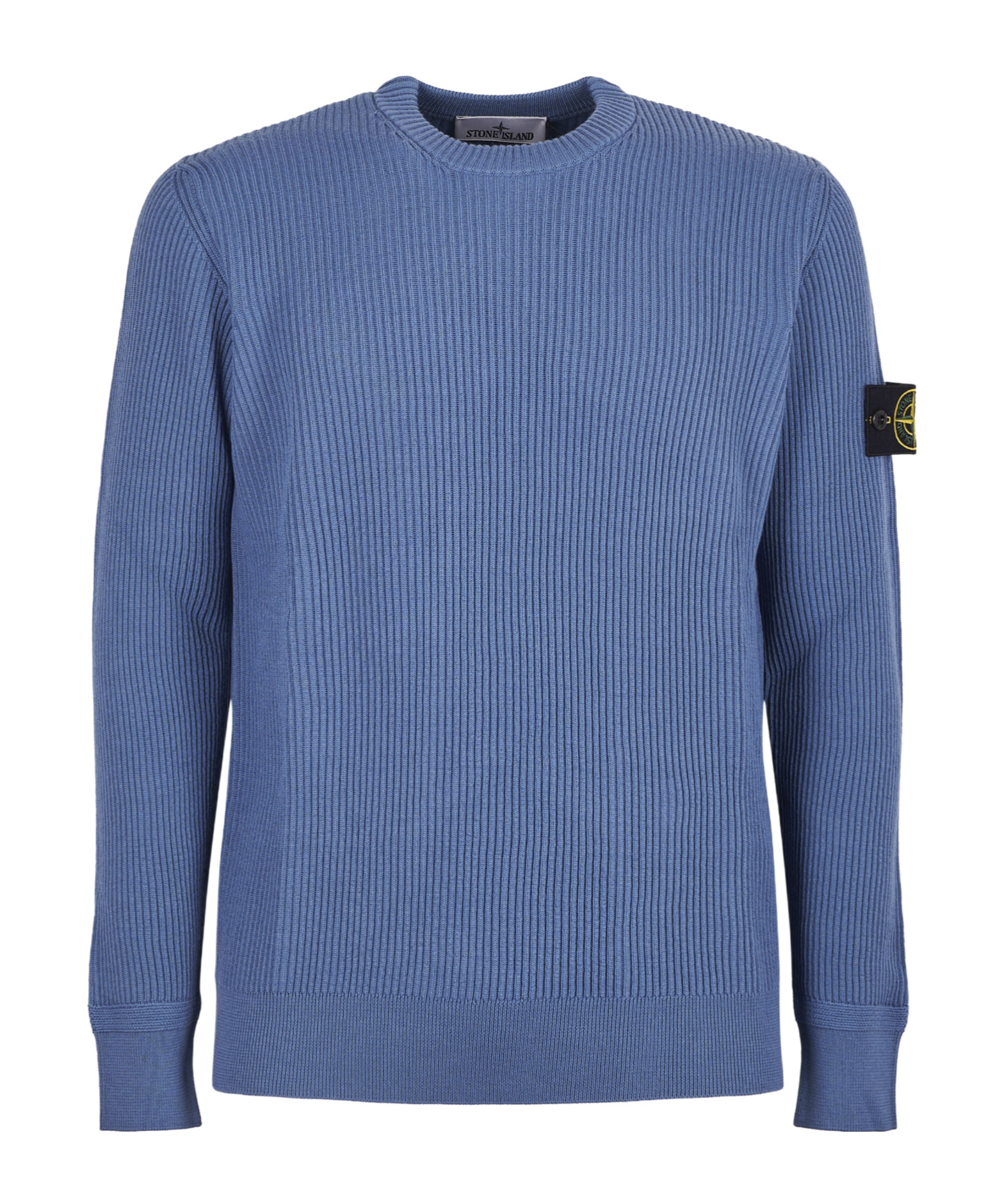 Stone Island Ribbed Knit Sweater With Crew Neckline In Burgundy