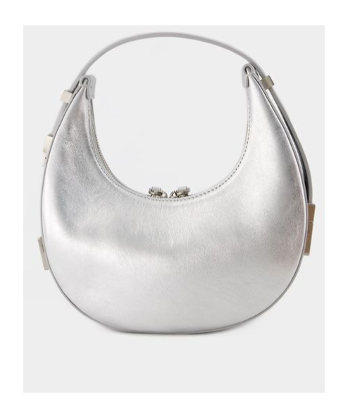 Osoi Metallic Toni Zipped Shoulder Bag In White