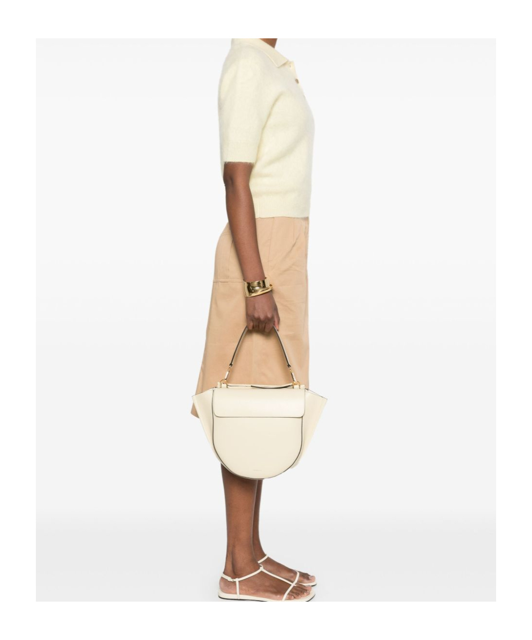 Wandler Beige Shoulder Bag With Structured Flap