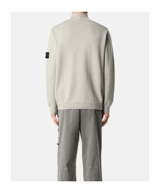 Stone Island Turtleneck Jumper With Ribbed Trims In Gray