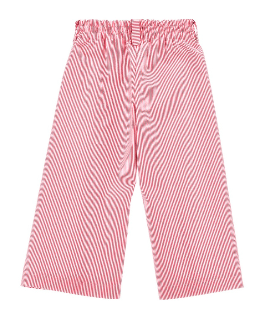 Monnalisa Oversized Striped Fabric Trousers In Pink