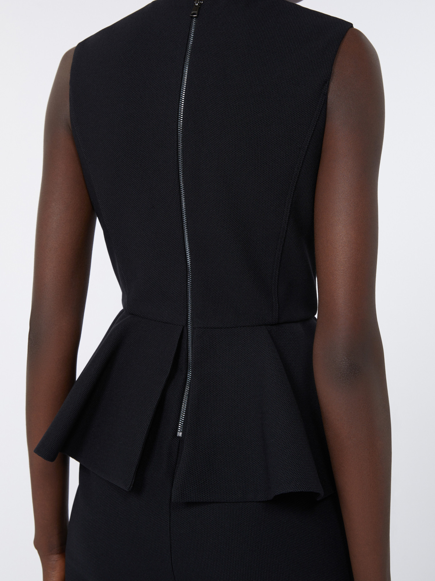 Max Mara Cosmos Sleeveless Knit Peplum Dress In Black
