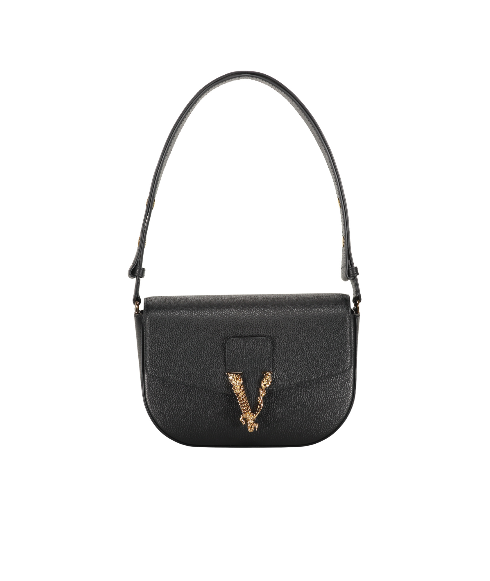 Versace Leather Shoulder Bag In Black