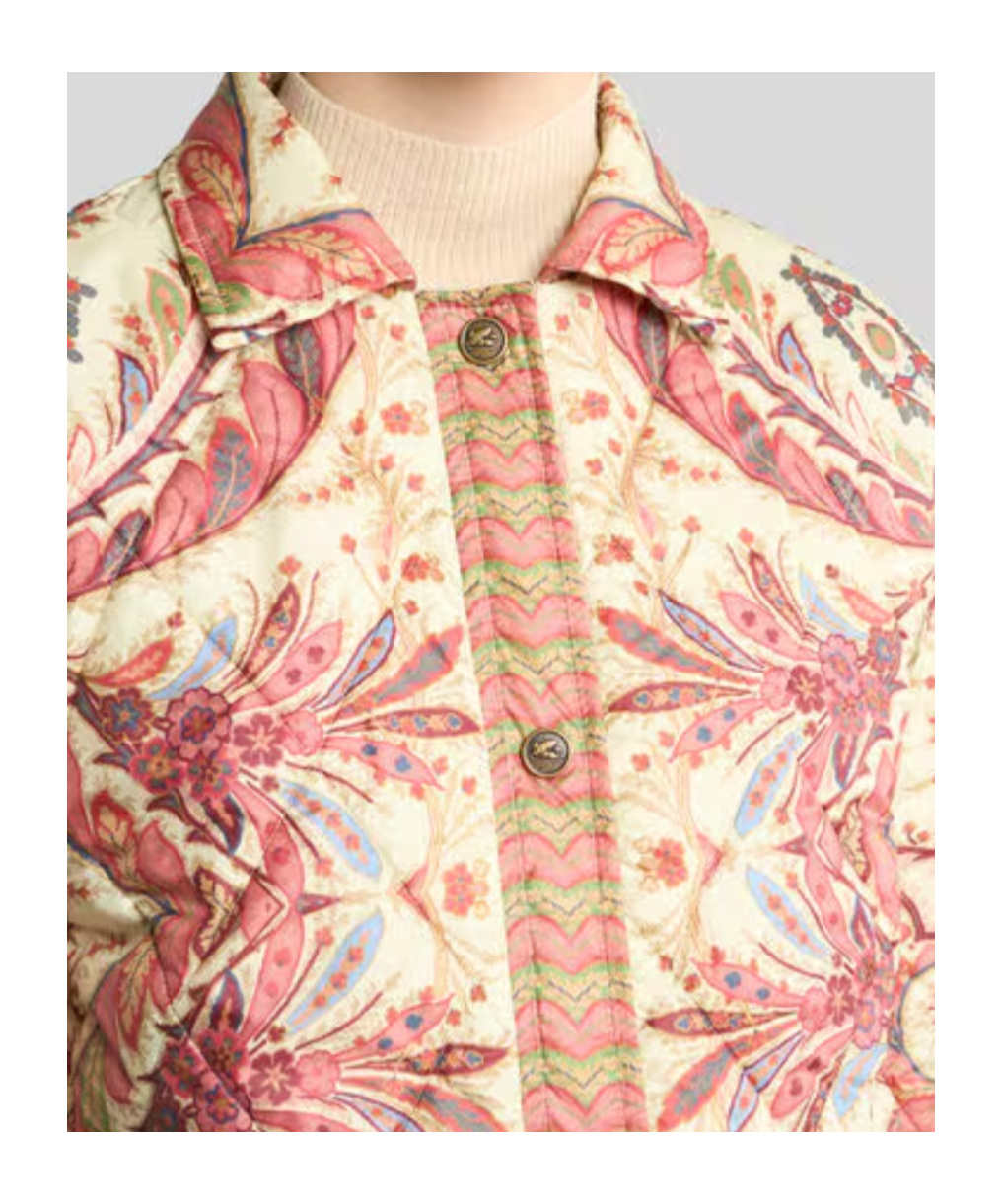 Etro Padded Jacket With Foliage Print In Multi