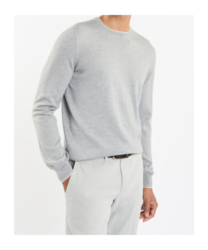 Fay Jumper In Grey Merinos Wool Knit In White