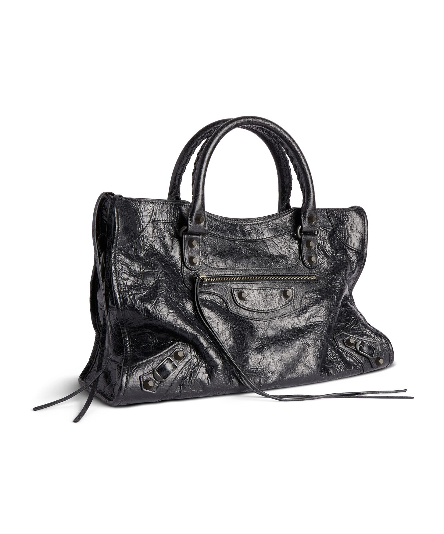 Balenciaga Le City Bag Medium In Metallised Arena Lambskin In Gray
