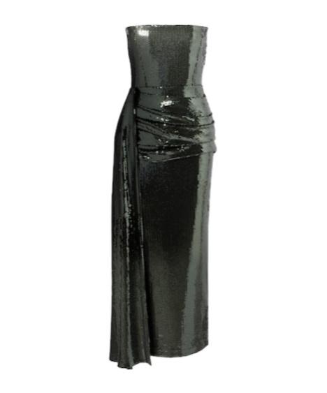Alex Perry Draped Sequined Corset Dress In Black