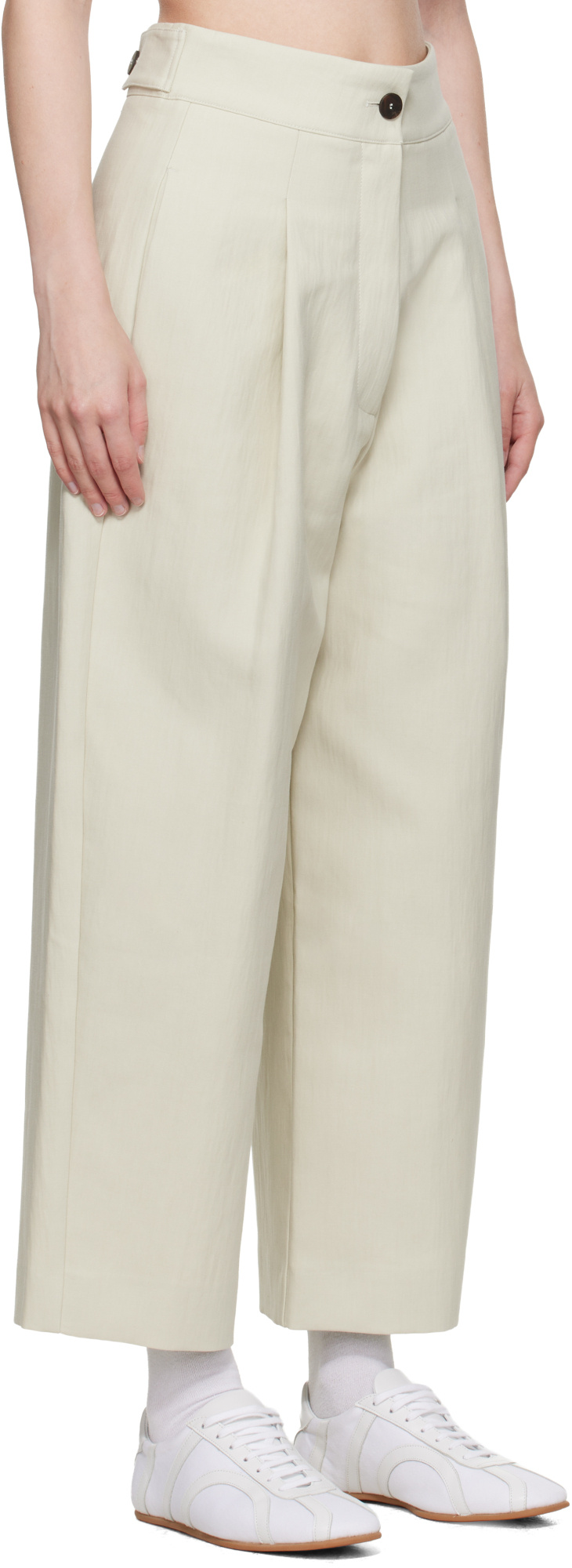 Studio Nicholson Beige Fellini Trousers In Gray