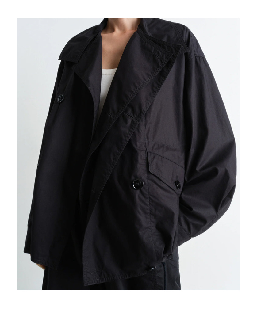 Lemaire Cotton Double-breasted Jacket In Black