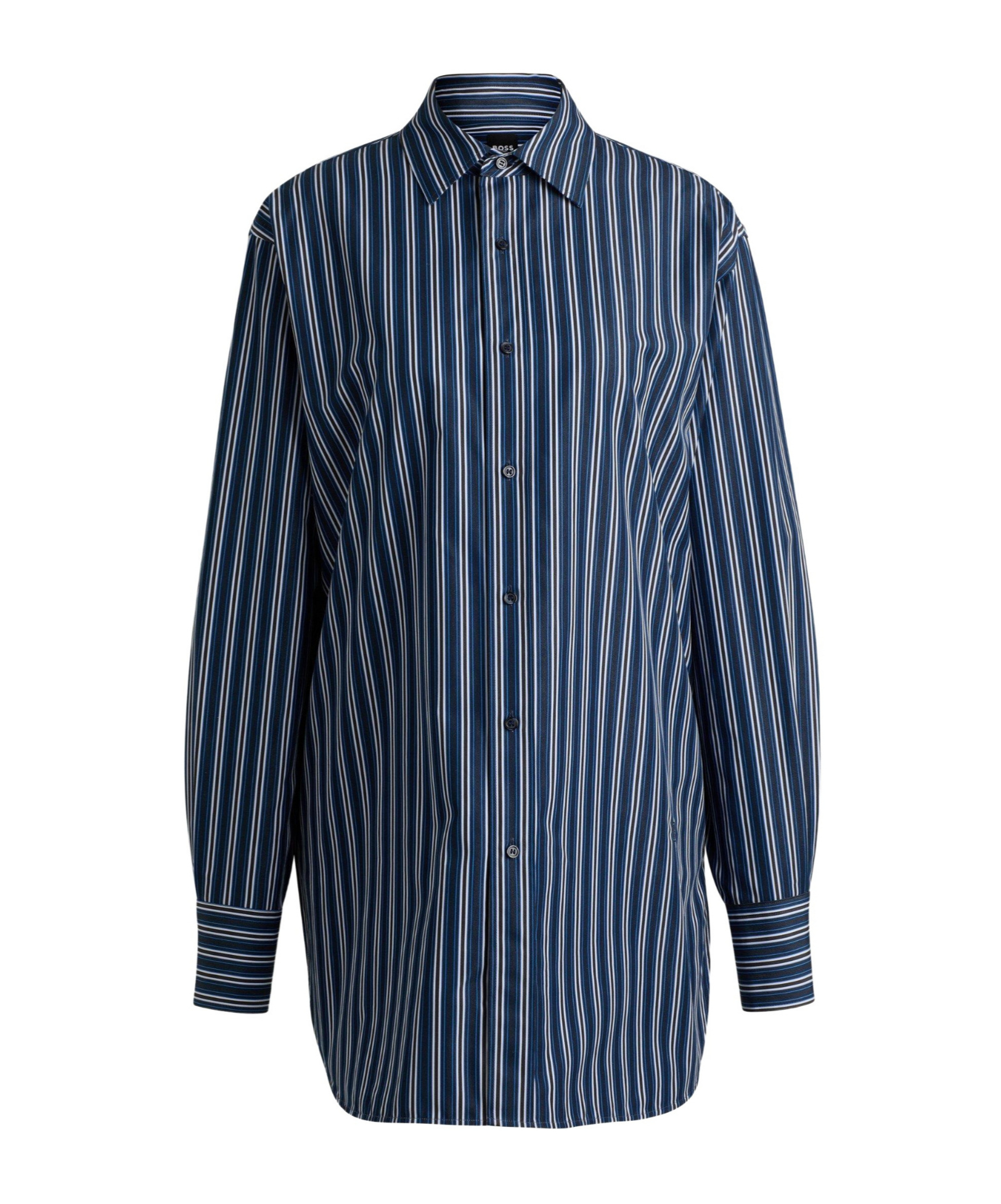 Hugo Boss Vertical Striped Long-sleeve Shirt In Blue