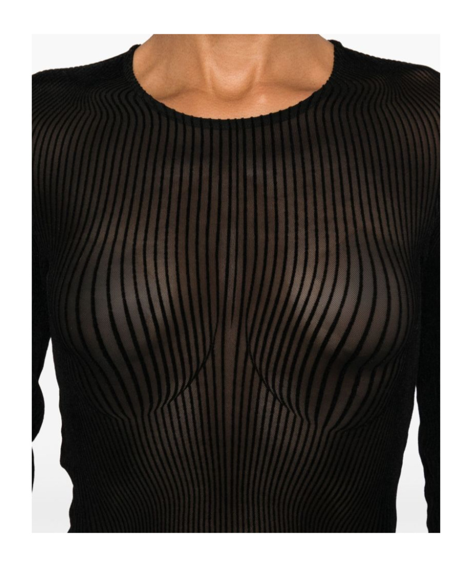 Jean Paul Gaultier Women Morphing Pinstripes Top In Black