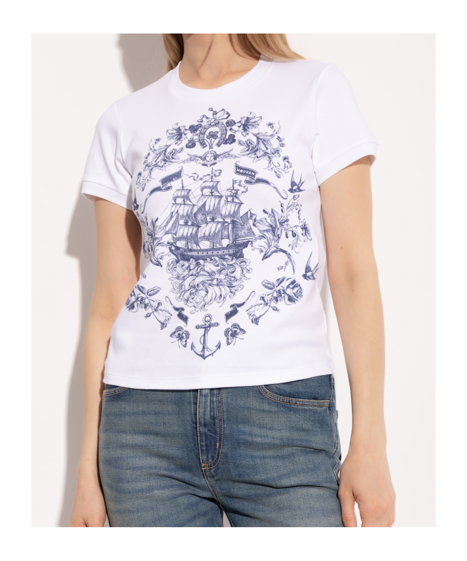 Alexander Mcqueen Graphic-print T-shirt In Blue