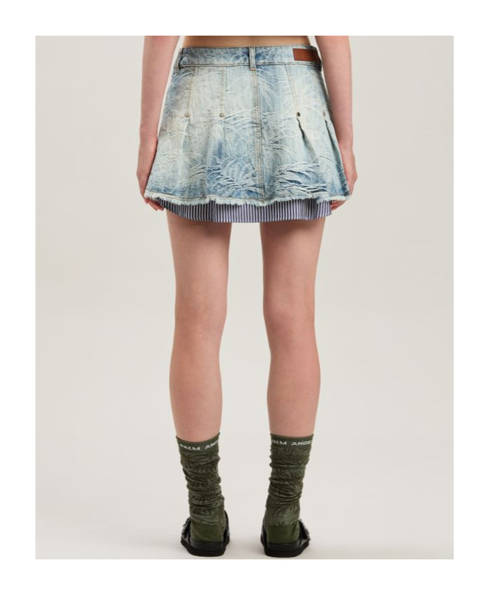 Palm Angels Palms-jacquard Pleated Mini Skirt In Gray