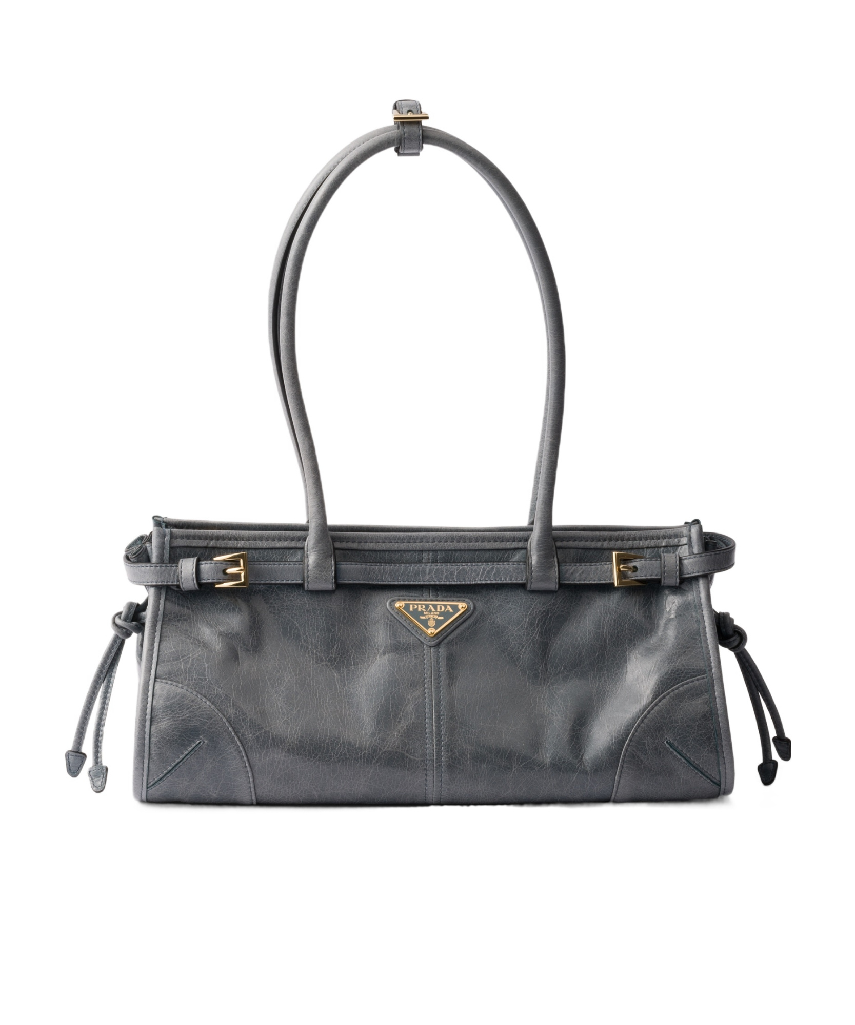 Prada Medium Soft Lux Shoulder Bag In Gray