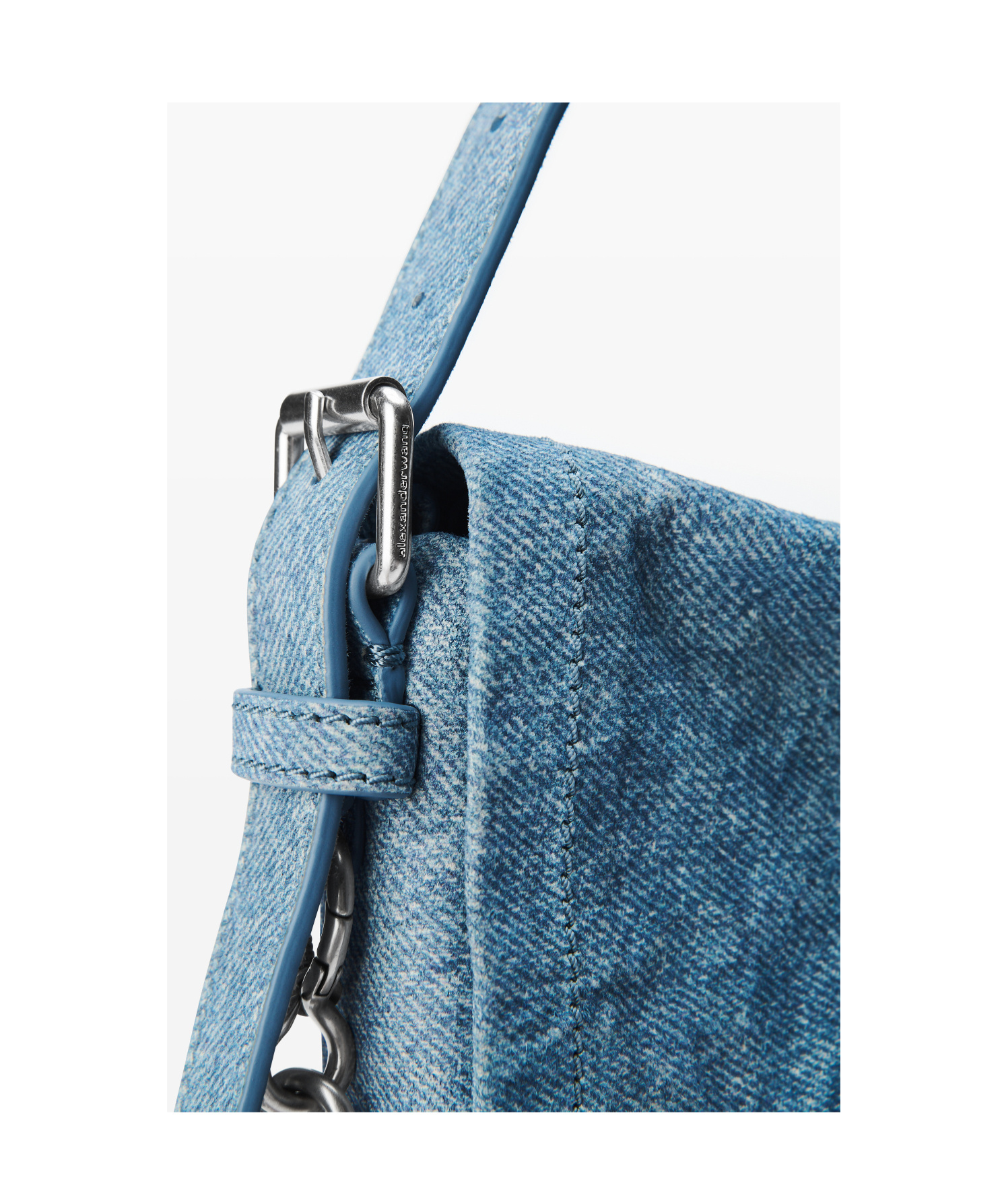 Alexander Wang Ricco Crushed Flap Bag Leather Slim In Blue