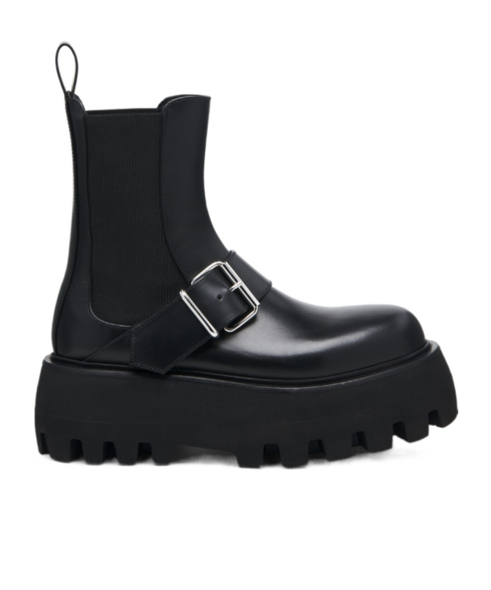 Alexander Mcqueen Ankle Boots With Buckle And Chunky Sole In Black