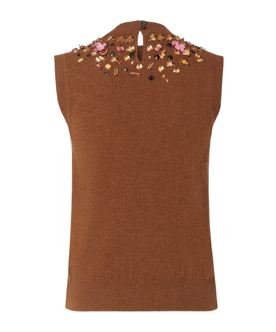 Fendi Sleeveless Wool And Cashmere Sweater In Brown