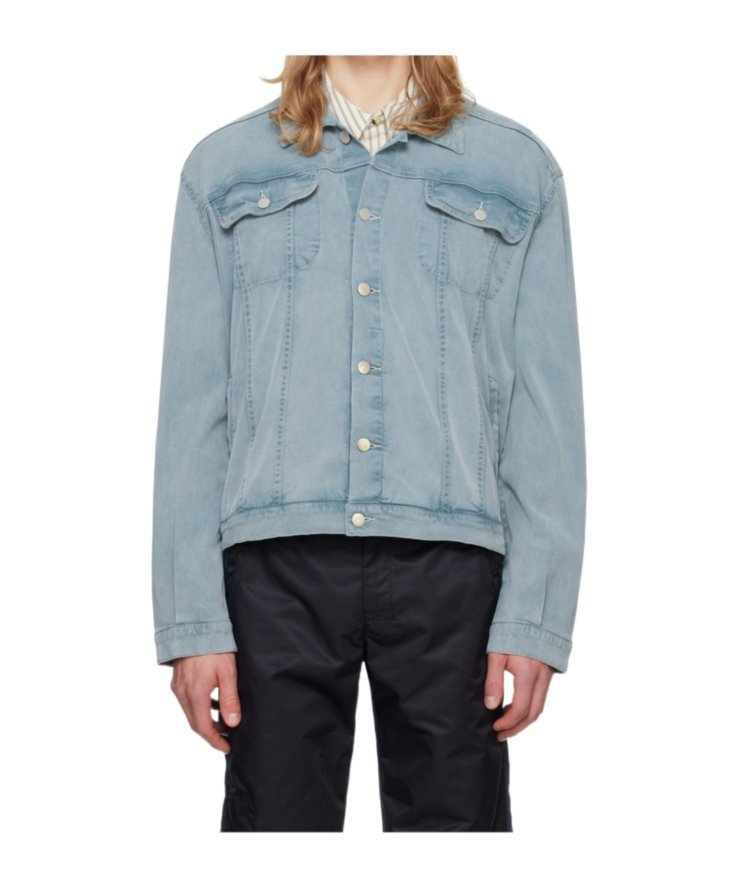 Gimaguas Lapel Denim Jacket In Blue