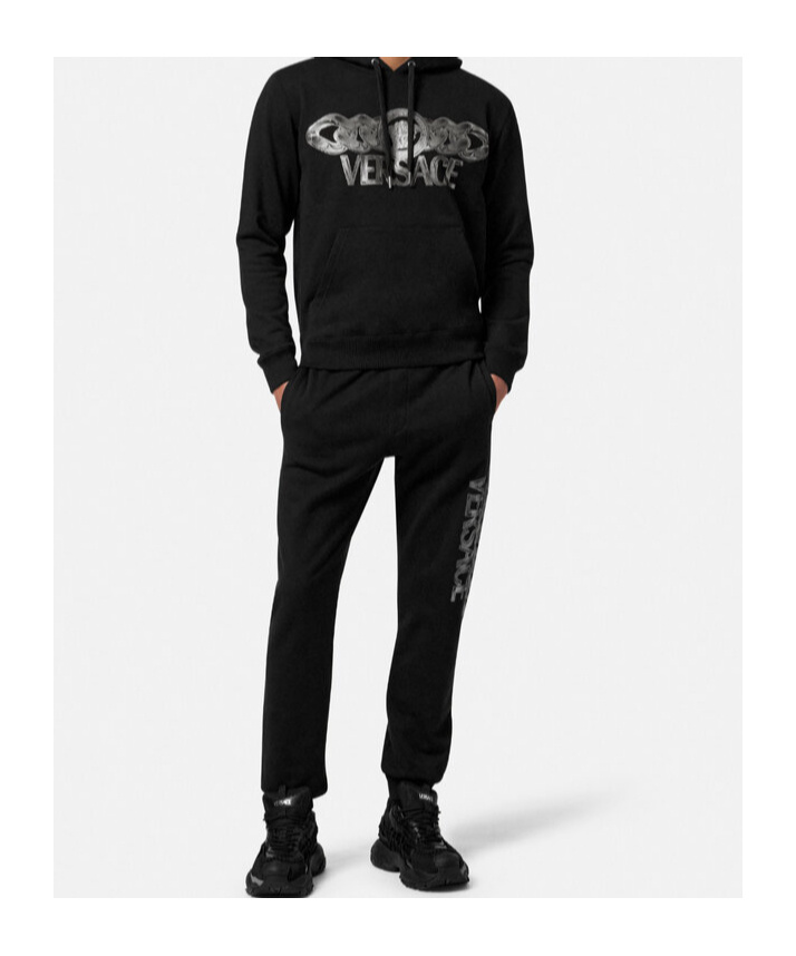 Shop Versace Medusa On Chain Hoodie In Black