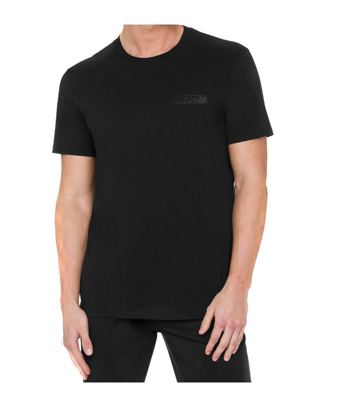 Moschino Logo-raised Cotton T-shirt In Black