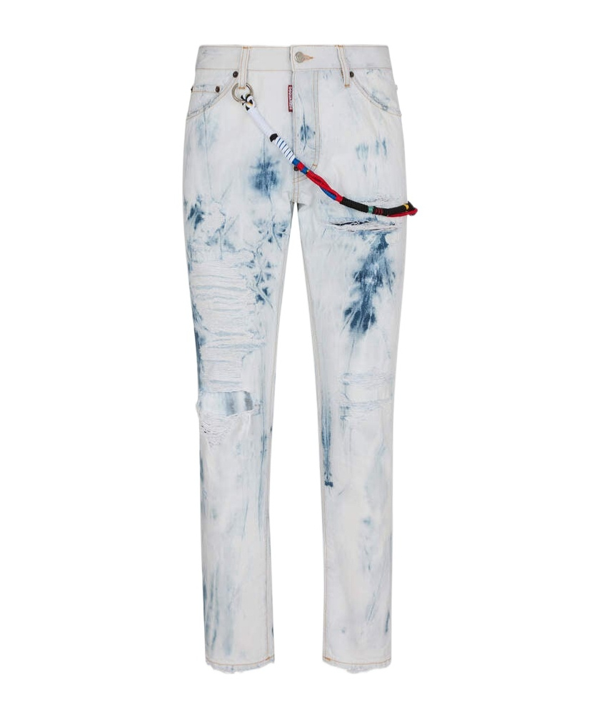 Dsquared2 Distressed Straight-leg Jeans In White