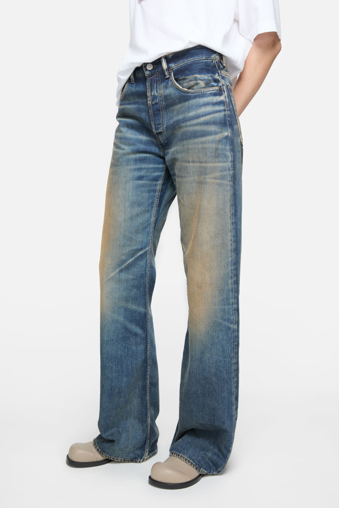 Acne Studios Womens Dark Blue 2023 Wide-leg Denim Jeans In Blue
