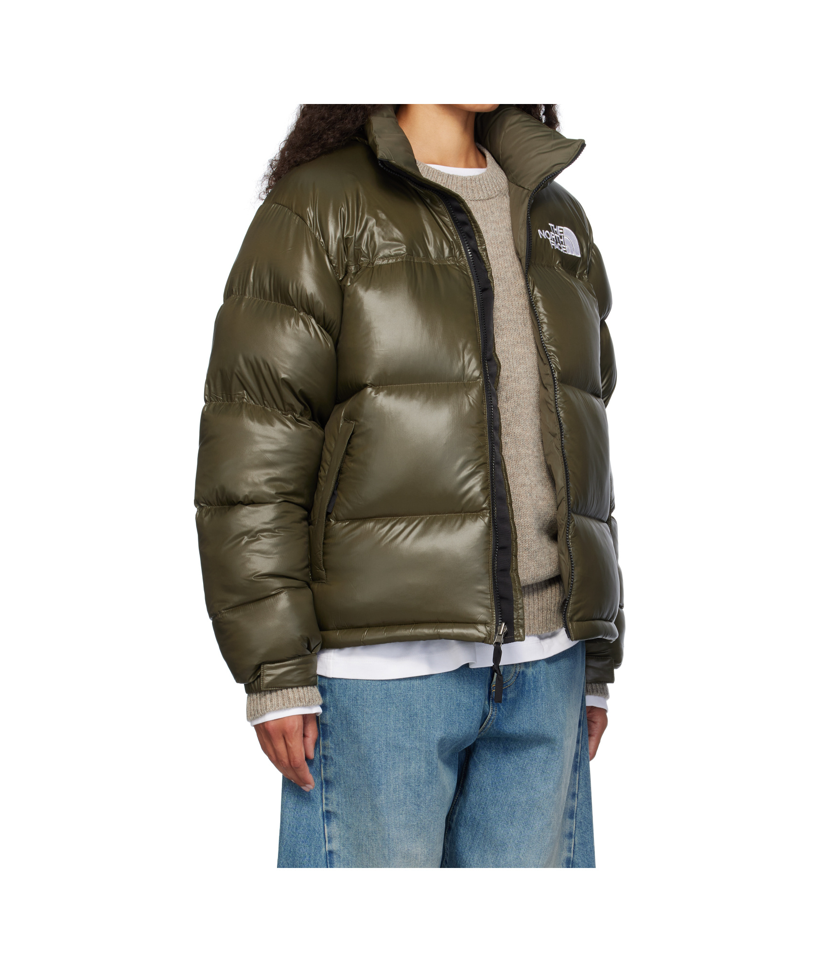 The North Face Ssense Exclusive Khaki 1996 Retro Shine Nuptse Down Jacket In Multicolor