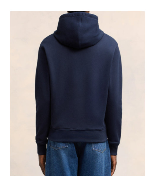 Ami Alexandre Mattiussi Ami Navy Blue Jersey Cotton Hoodie In Black