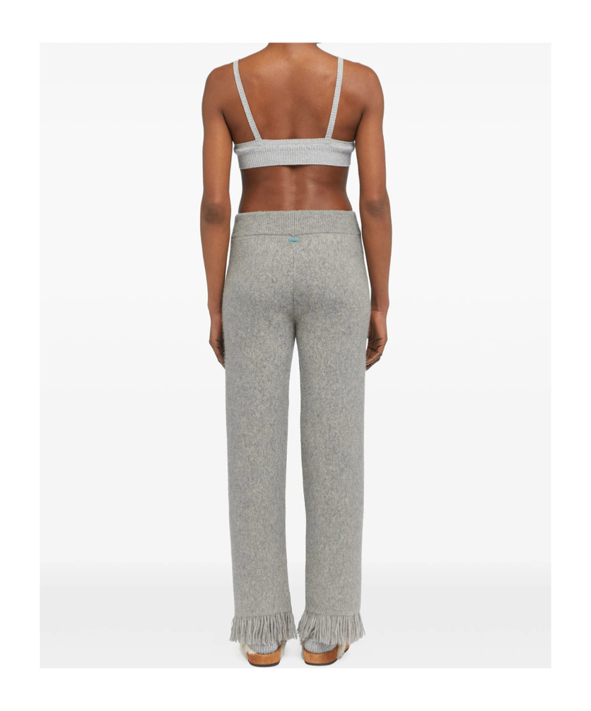 Alanui Finest Fringed-hem Trousers In Gray