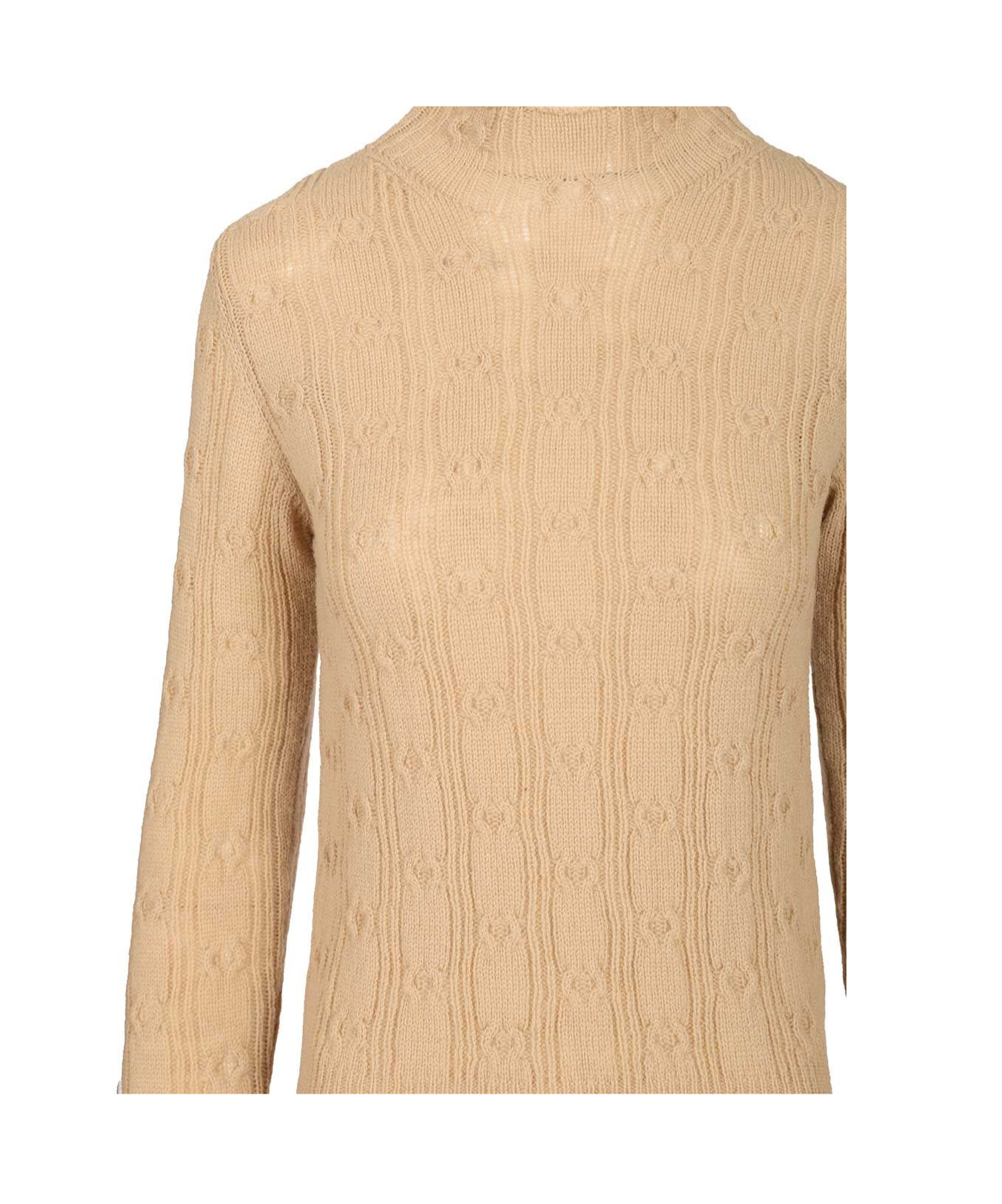 Dries Van Noten 09260-tessy 2707 Mock Neck Sweater Knitwear Beige In Pink