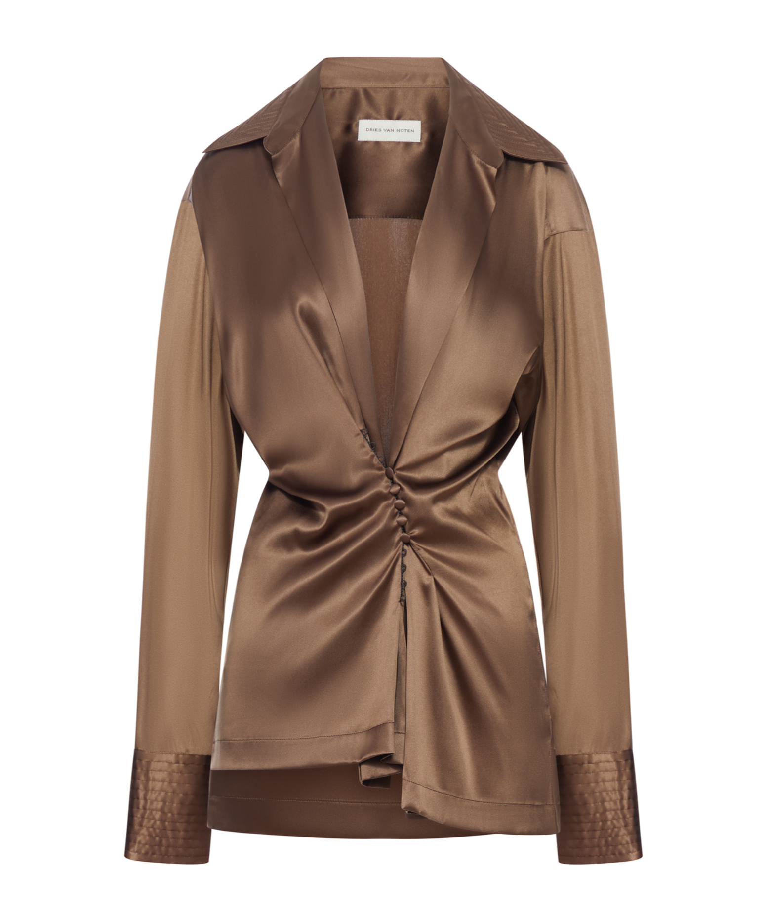 Dries Van Noten Long Sleeve Shirt In Brown