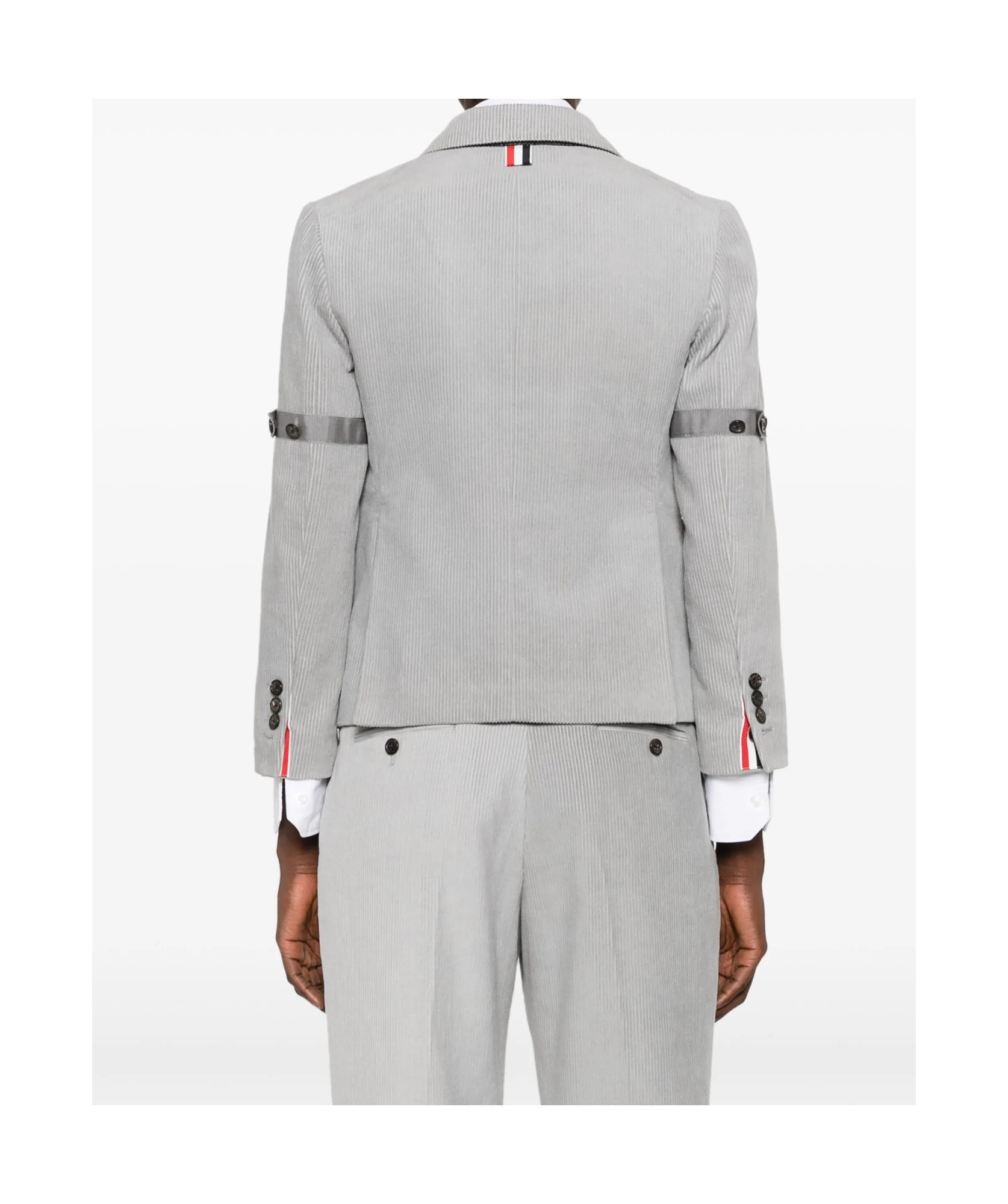 Thom Browne Corduroy Blazer With Grosgrain Trim And Vents In Gray