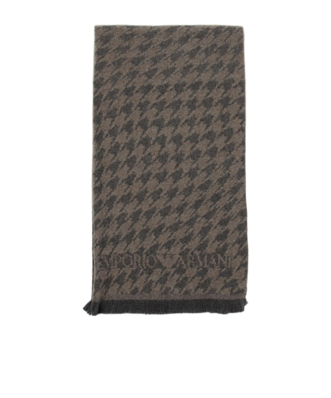 Emporio Armani Houndstooth Jacquard Wool Scarf In Black