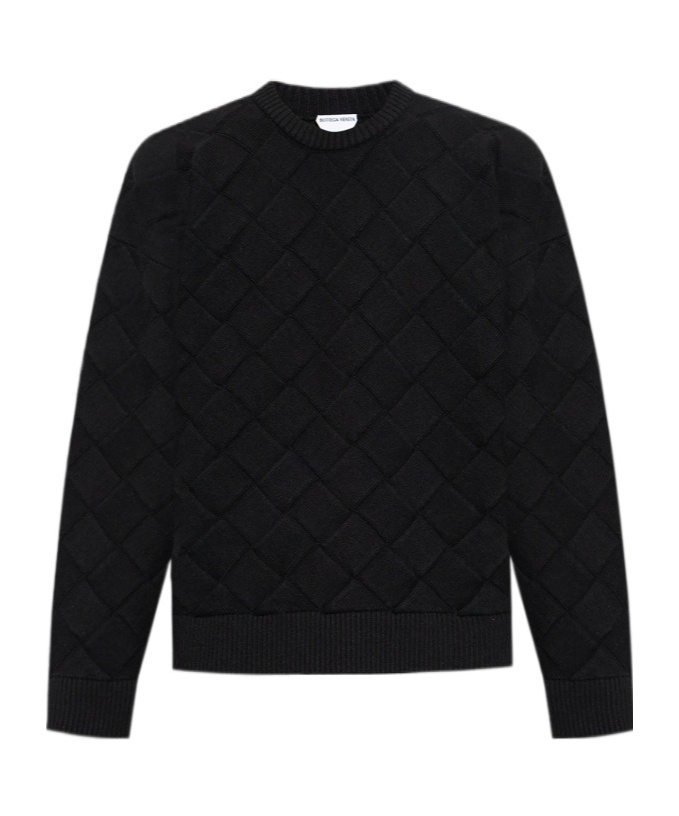 Bottega Veneta 3d Intreccio Crewneck Jumper In Black