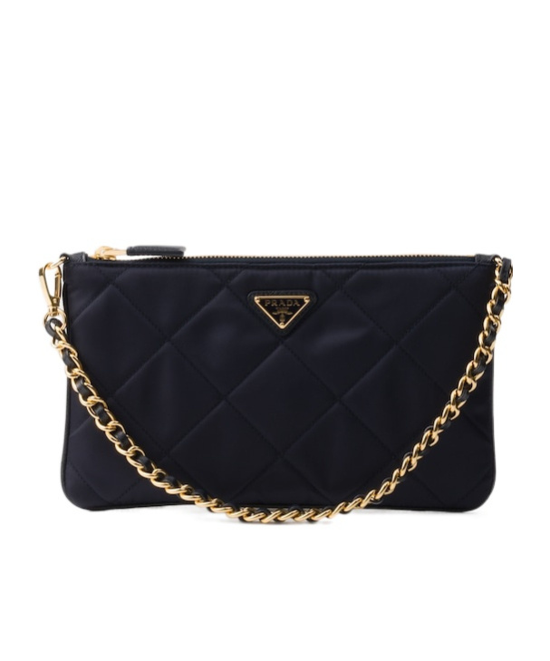 Prada Chain Shoulder Bag In Navy Blue