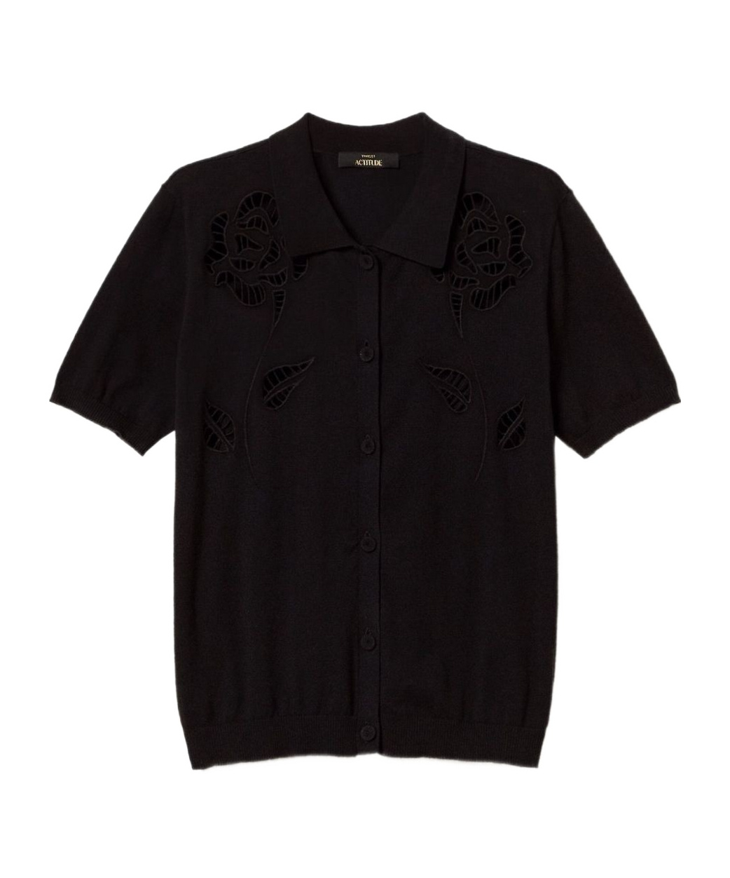 Twinset Twin-set Short Sleeve Shirt With Broderie-anglaise Detailing