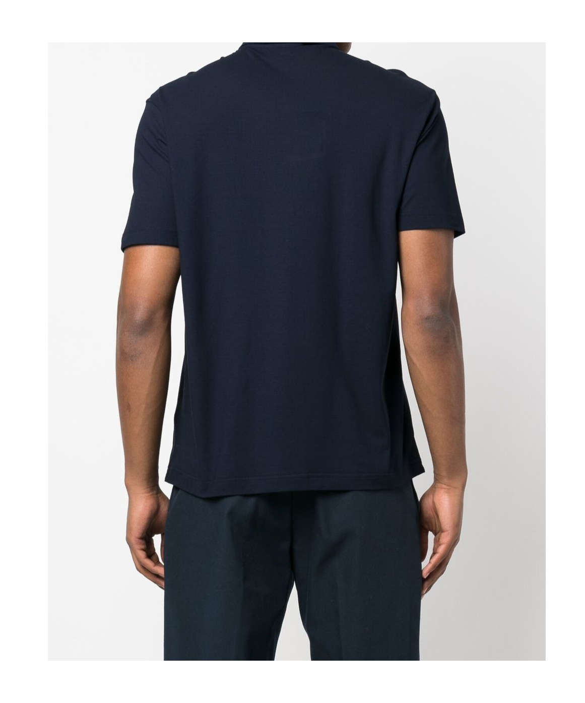Herno Short Sleeve Polo With Classic Collar In Blue