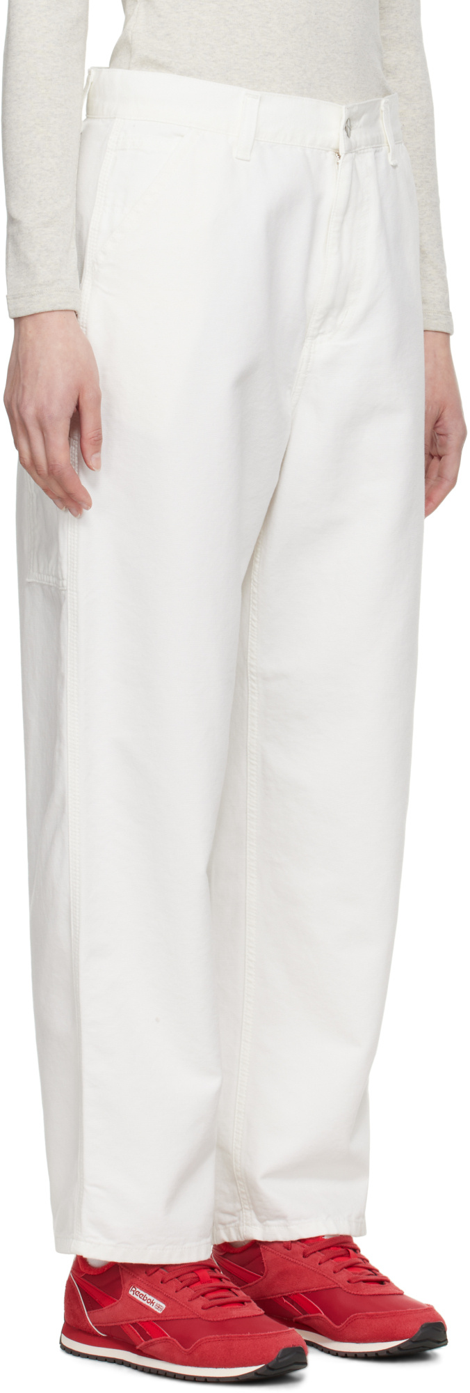 Carhartt Off-white Brandon Single Knee Trousers In Wax Color (washed)