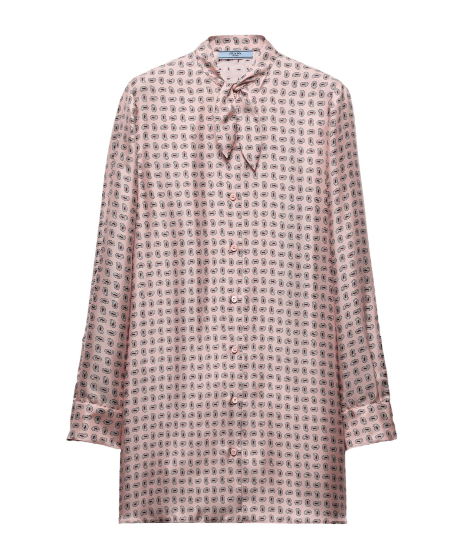 Prada Printed Twill Silk Mini Dress In Snow Pink