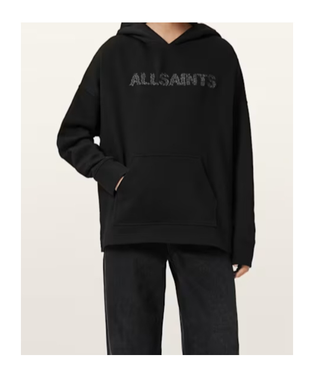 Allsaints Pins Oversized Ettienne Hoodie In Black