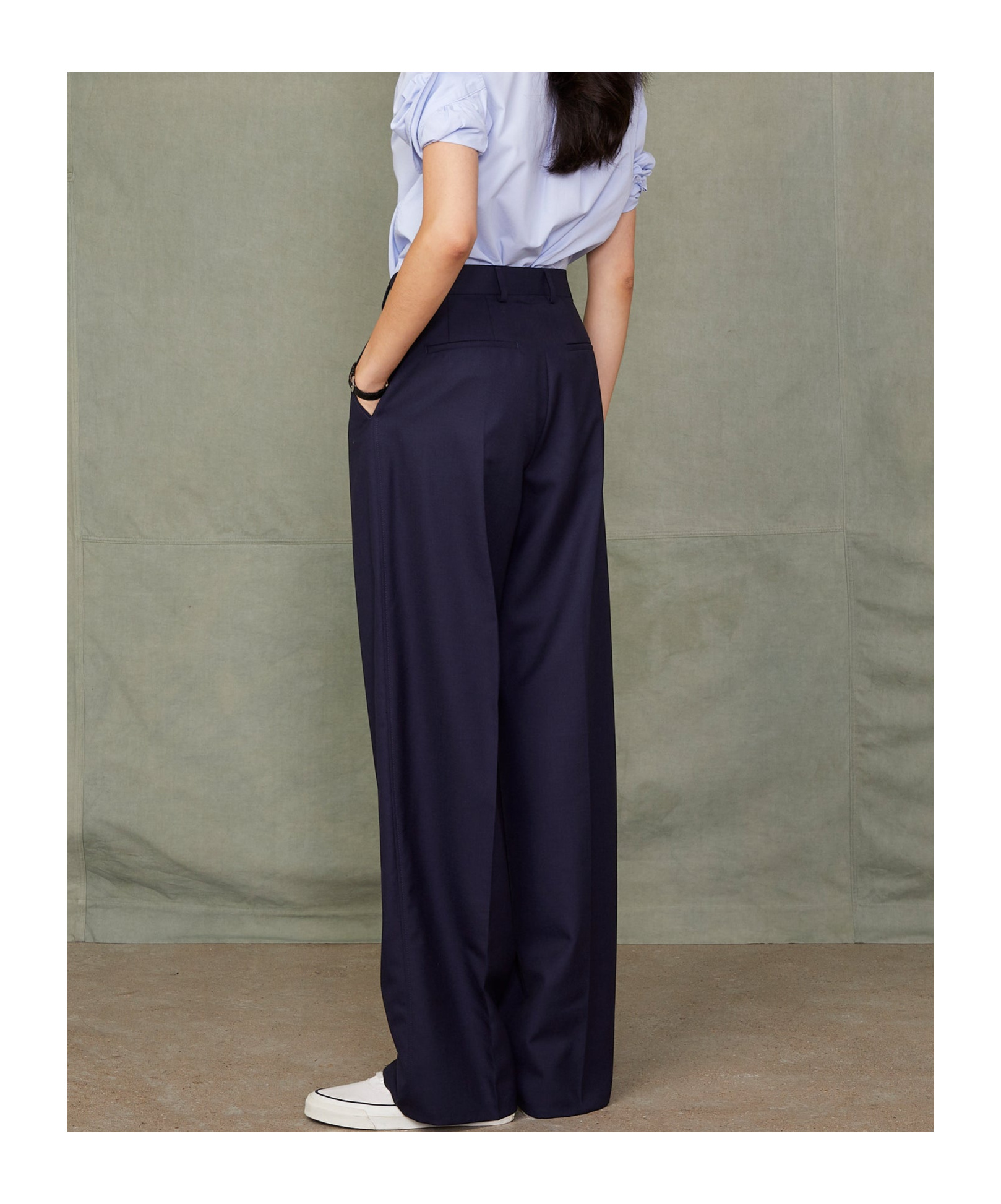 Officine Generale Belt Loops Slacks In Blue