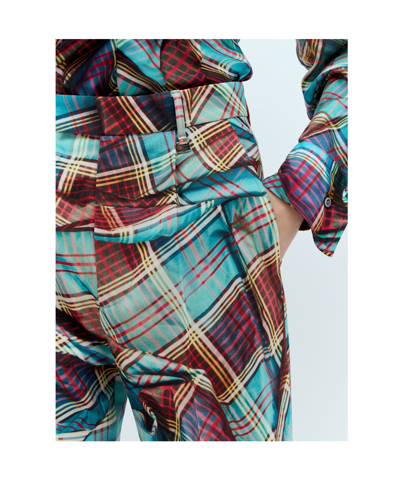 Vivienne Westwood W Ray Trousers Wool Multi Tartan Pattern 46 Women In Blue