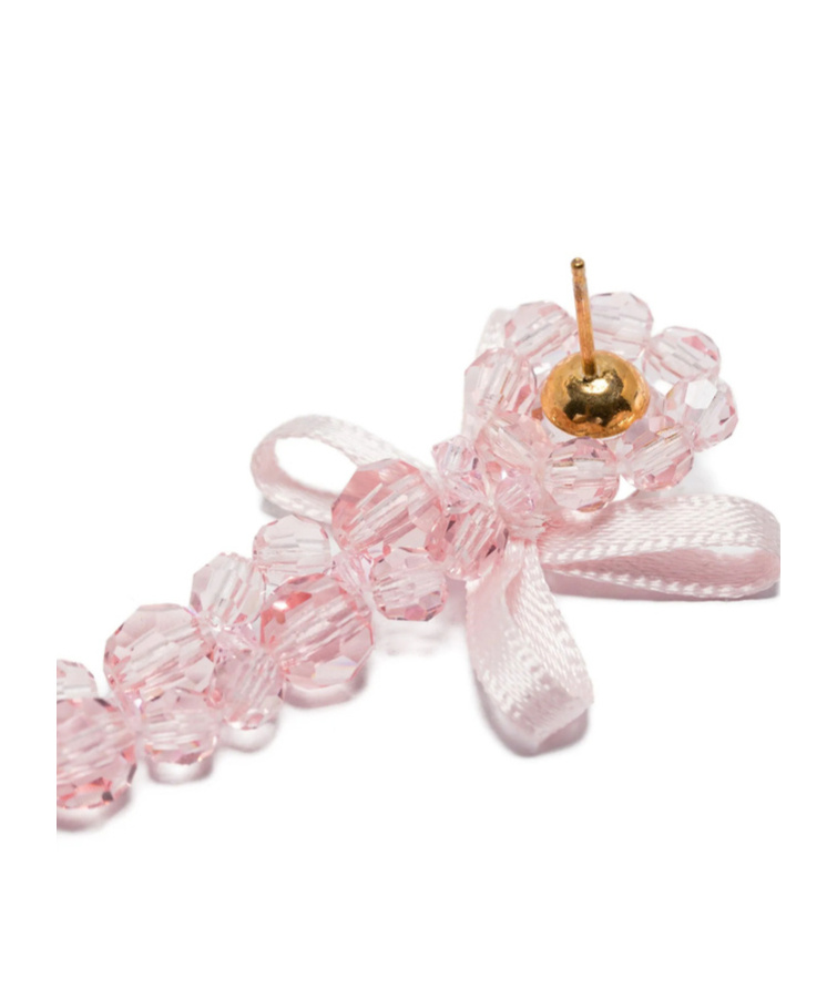 Simone Rocha Petite Bow Drip Crystal Earrings In Pink