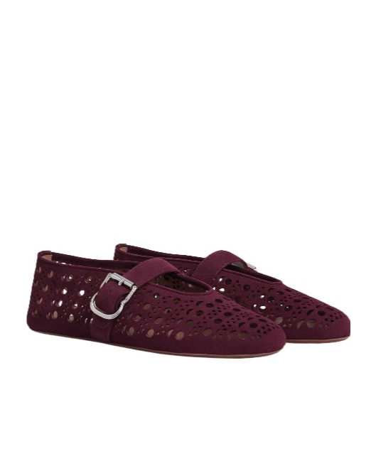 Alaïa Ballet Flats In Vienne Suede In Brown